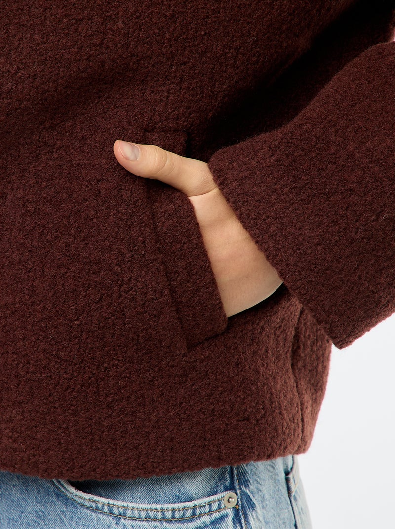 Manteau court en laine avec une écharpe amovible Marron - Kiabi