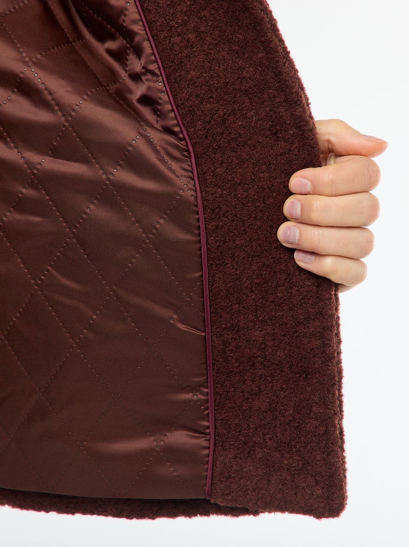 Manteau court en laine avec une écharpe amovible Marron - Kiabi