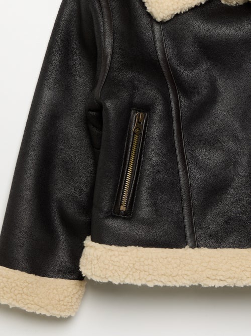 Manteau court en peau lainée - Kiabi Manteau court en peau lainée - Kiabi