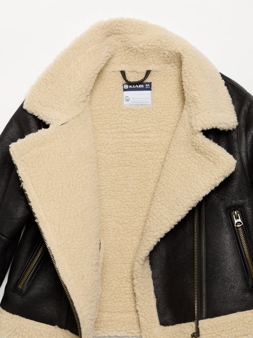Manteau court en peau lainée - Kiabi Manteau court en peau lainée - Kiabi