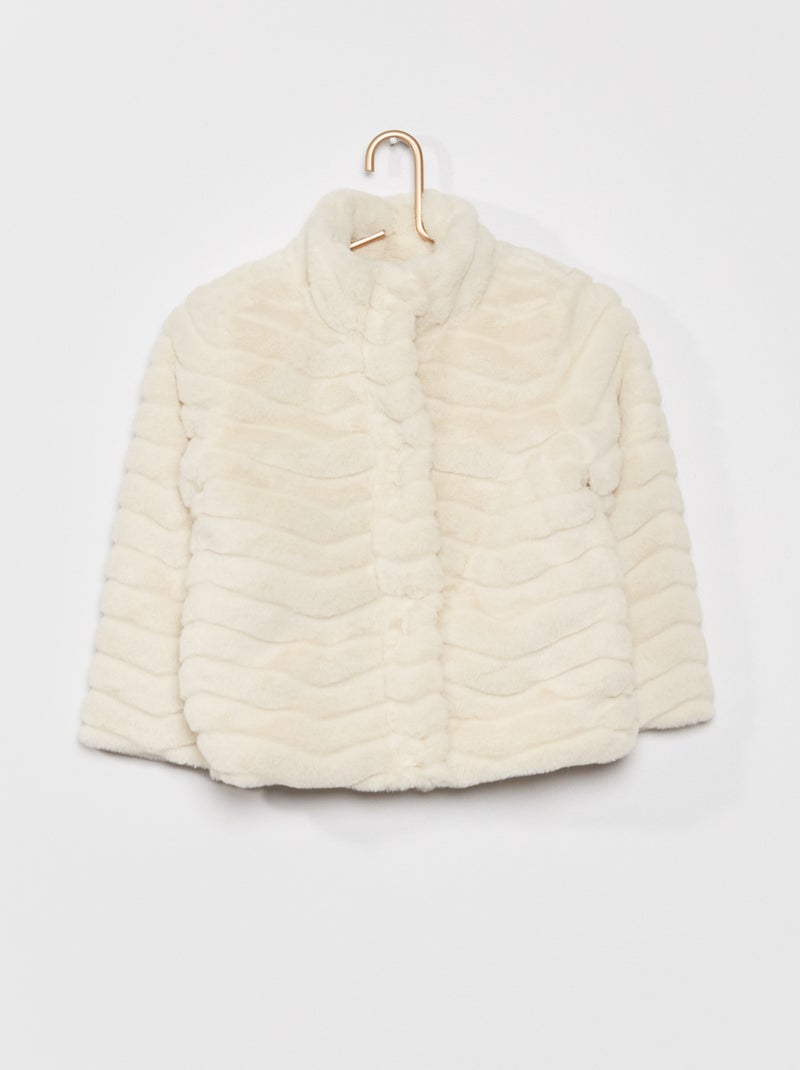 Manteau court en polaire blanc - Kiabi