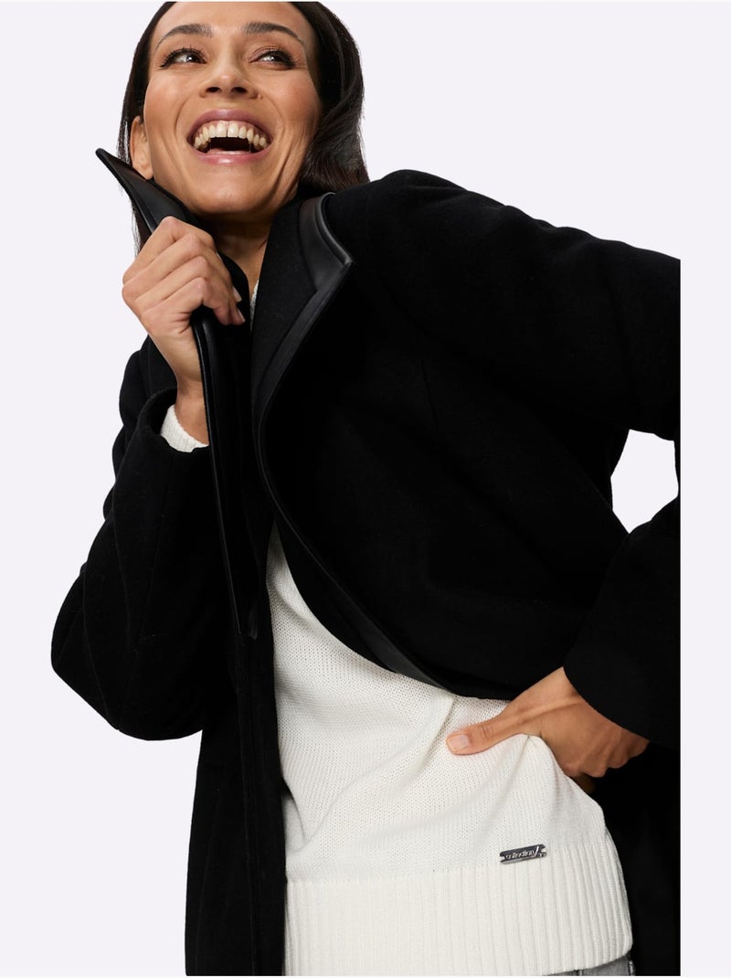 Manteau Court Encolure Tendance - Taille Standard - Helline Noir - Kiabi