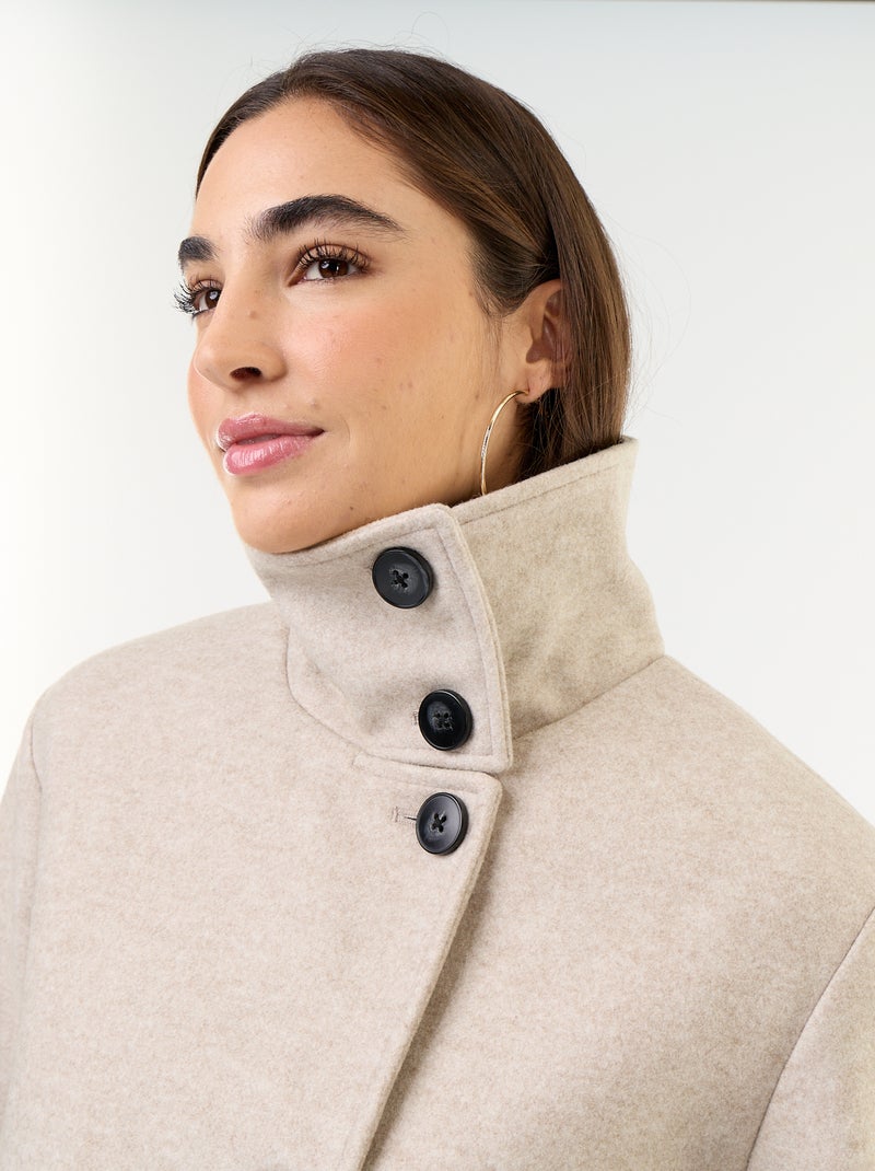 Manteau court esprit lainage Beige - Kiabi
