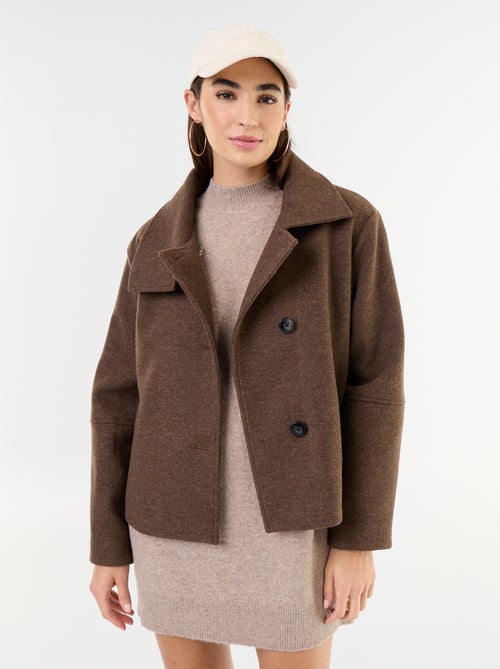 Manteau court esprit lainage - Kiabi
