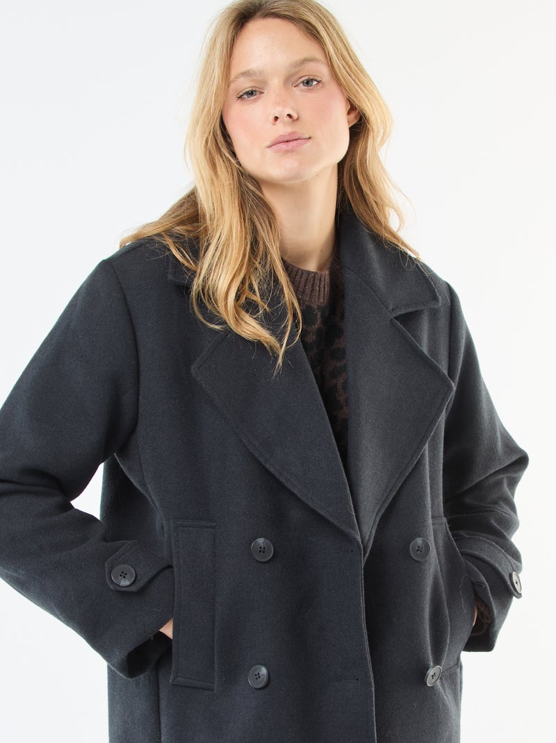 Manteau Femme En Laine à Carreaux Bleus ONE STEP – Taille 46, Neuf Avec étiquettes