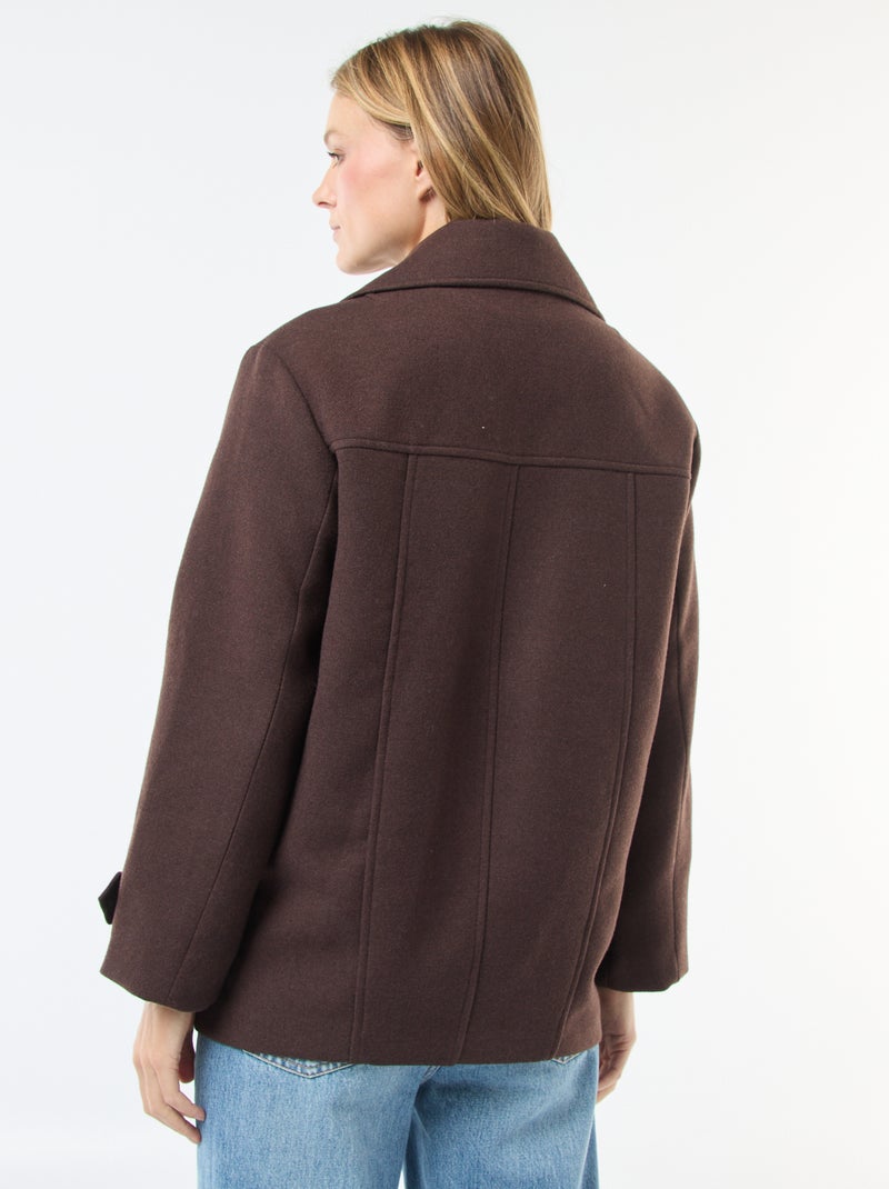 Manteau court facon lainage Marron - Kiabi