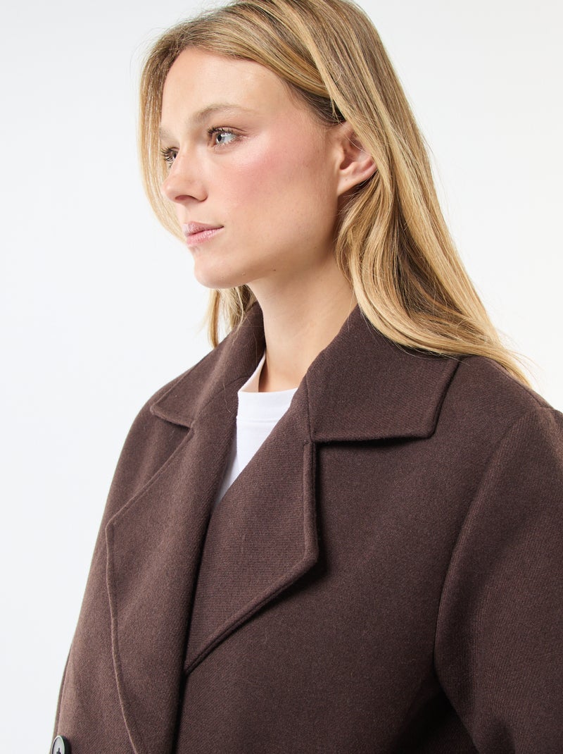 Manteau court facon lainage Marron - Kiabi