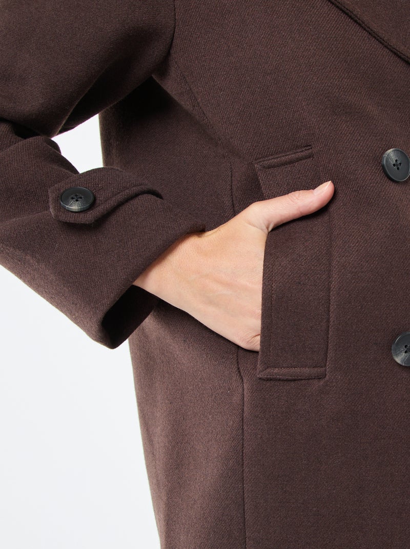Manteau court facon lainage Marron - Kiabi