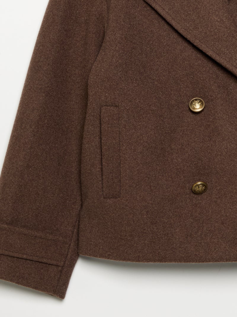 Manteau court façon paletot Marron - Kiabi
