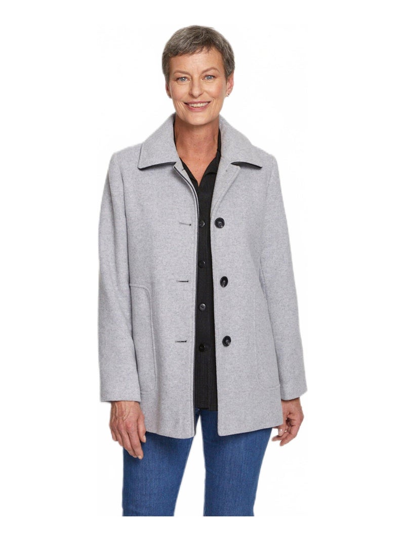 Manteau court laine mélangée Gris - Kiabi