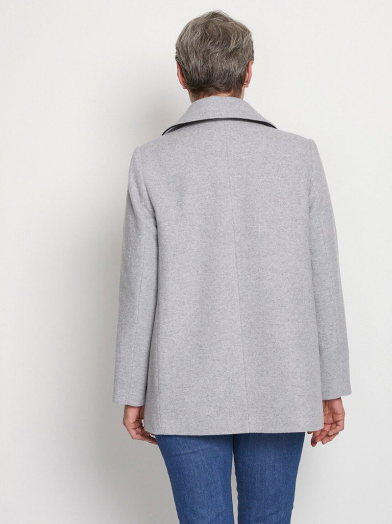 Manteau court laine mélangée Gris - Kiabi