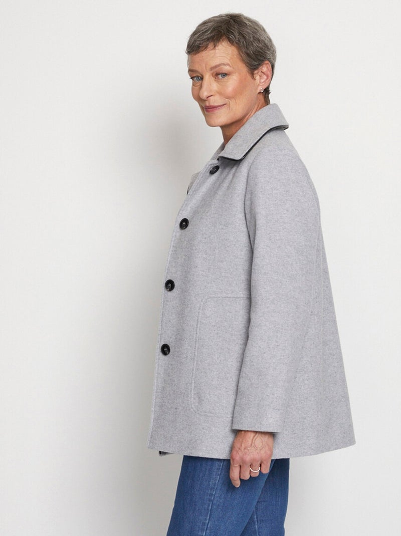 Manteau court laine mélangée Gris - Kiabi