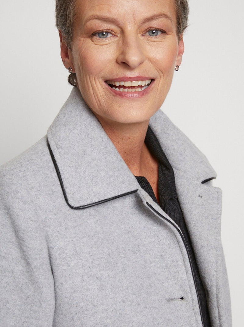 Manteau court laine mélangée Gris - Kiabi