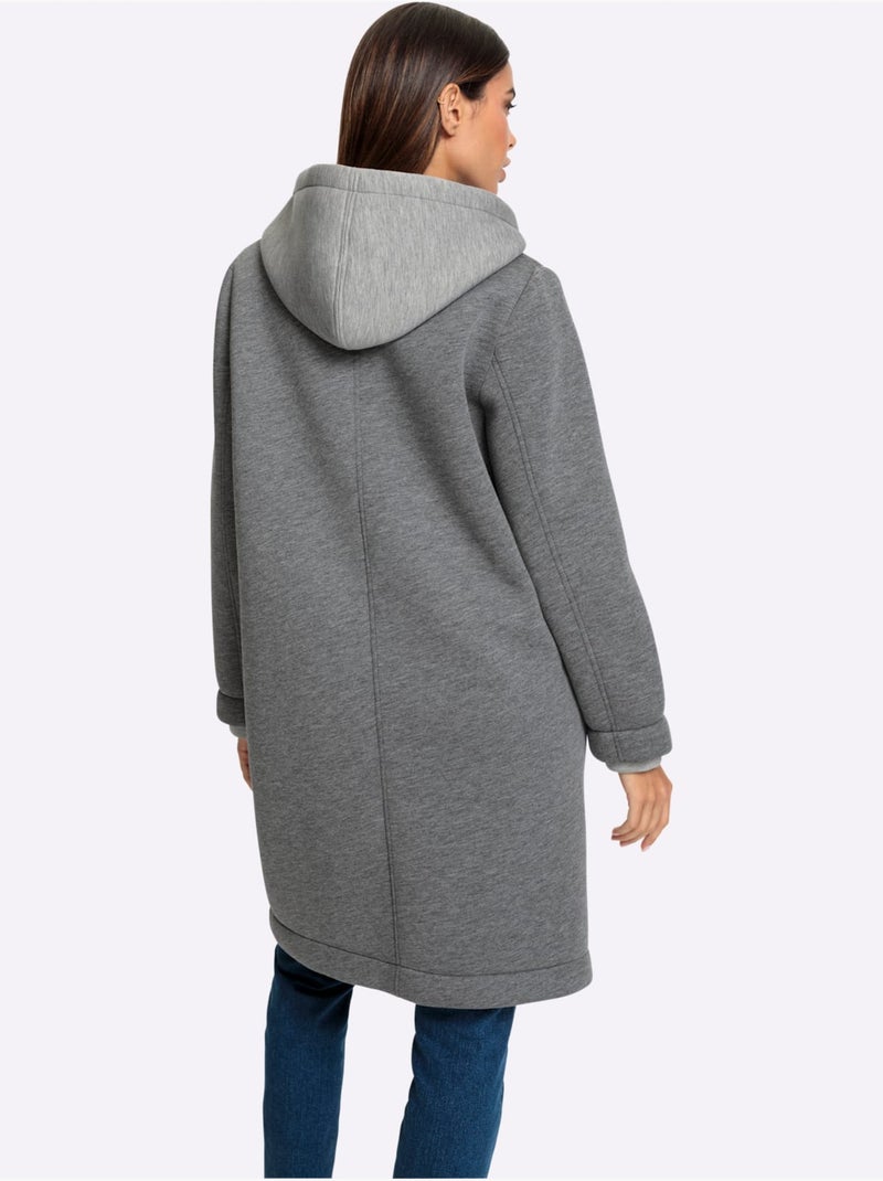 Manteau Court Look 2 En 1 - Taille Standard - Helline Gris chiné - Kiabi