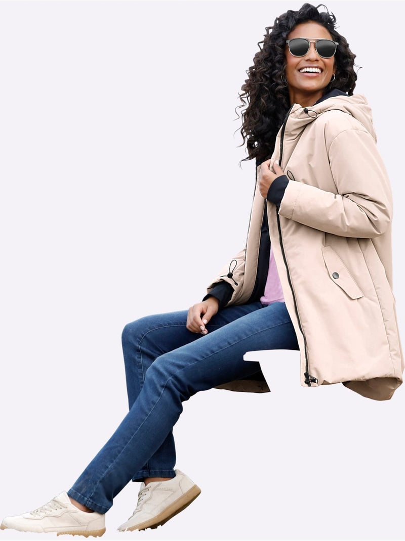 Manteau court microfibre douce - taille standard - helline Beige - Kiabi