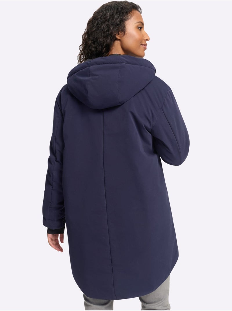 Manteau court microfibre douce - taille standard - helline Bleu marine - Kiabi
