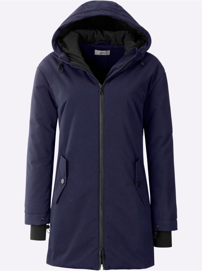 Manteau court microfibre douce - taille standard - helline Bleu marine - Kiabi