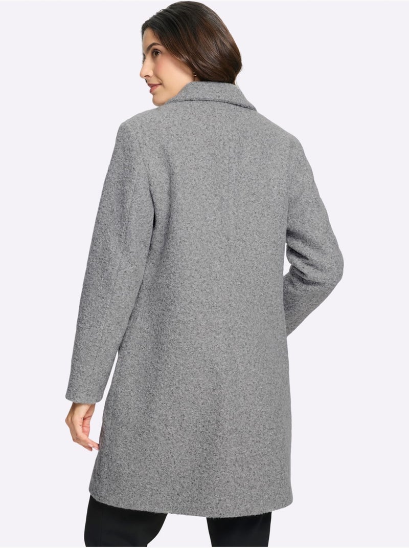 Manteau court qualité bouclée chaude - taille standard - witt Gris chiné - Kiabi