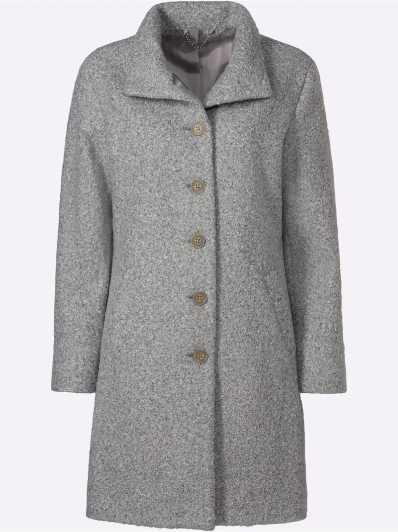 Manteau court qualité bouclée chaude - taille standard - witt Gris chiné - Kiabi