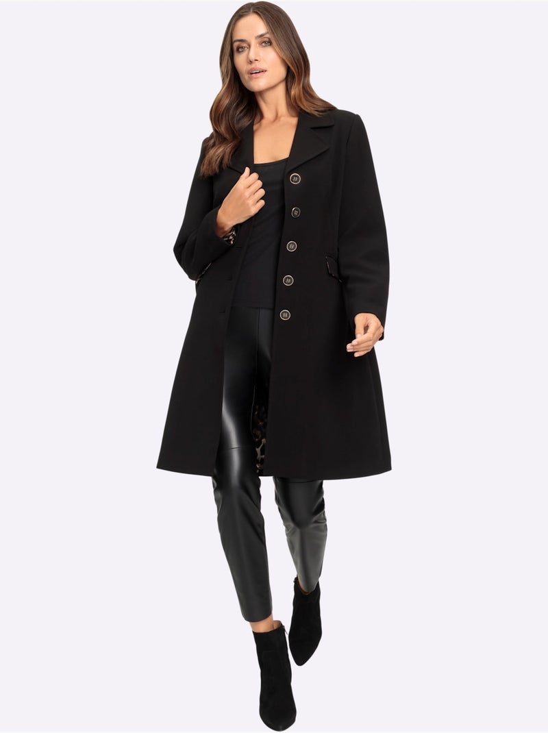Manteau court superbe doublure au motif léopard - taille standard - helline Noir - Kiabi