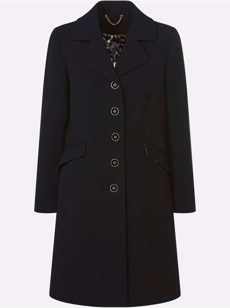 Manteau court superbe doublure au motif léopard - taille standard - helline Noir - Kiabi