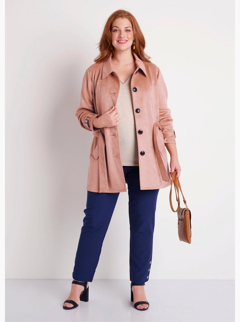 Manteau court tissu suédé - AFIBEL Rose - Kiabi