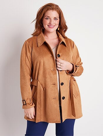 Manteau court tissu suédé
