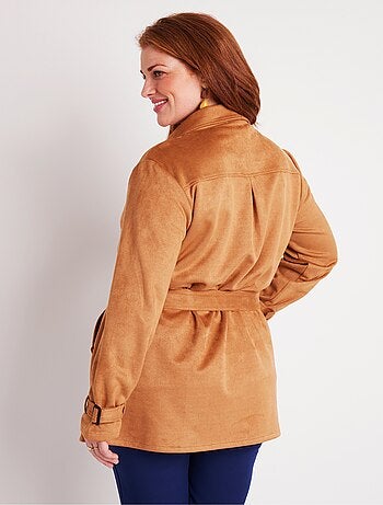 Manteau court tissu suédé