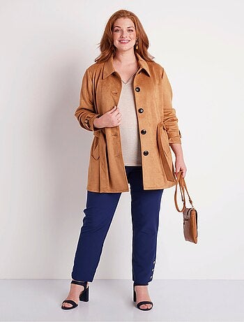 Manteau court tissu suédé