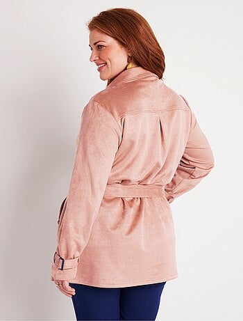 Manteau court tissu suédé