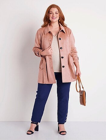 Manteau court tissu suédé