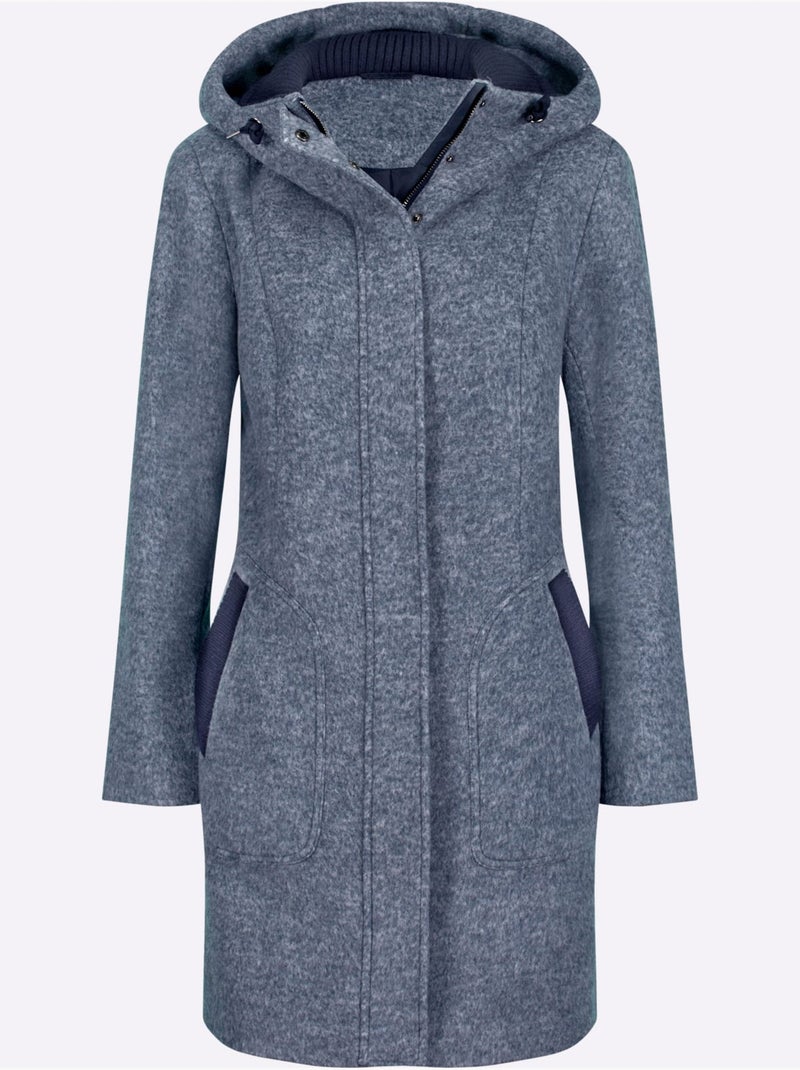 Manteau Court Ultra-doux Et Chaud - Taille Standard - Witt Bleu - Kiabi