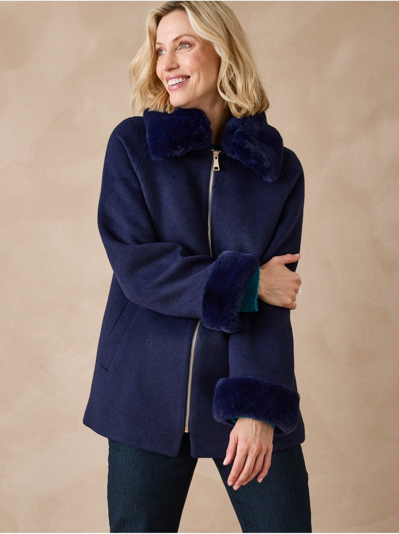 Manteau court zippé - DAXON Bleu marine - Kiabi
