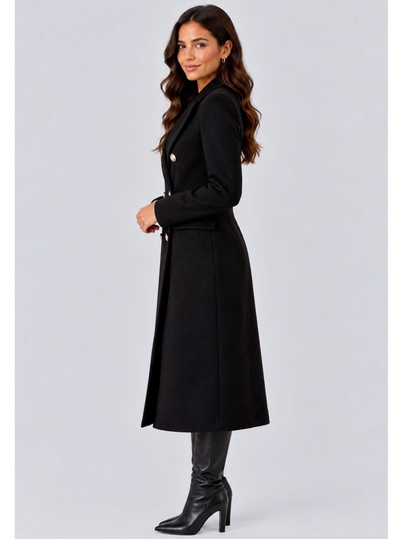 Manteau croisé a boutons dorés kebello Noir Noir - Kiabi