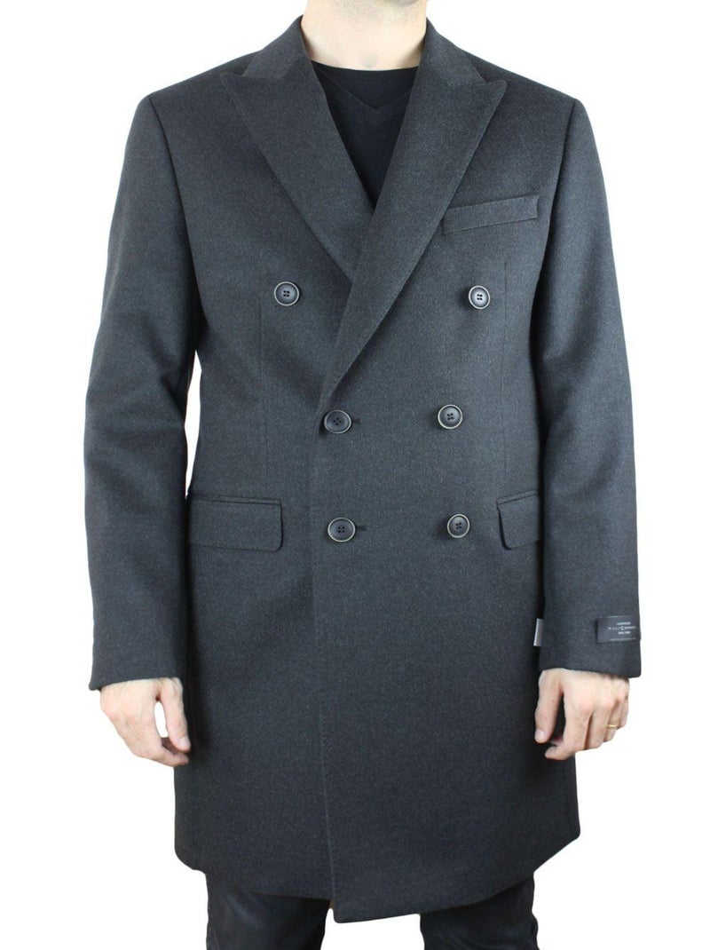 Manteau croisé Luxe Kebello gris anthracite - Kiabi