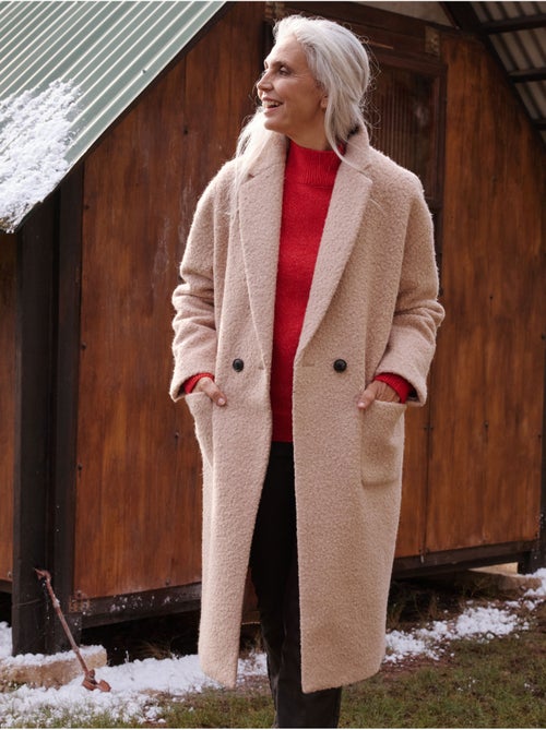 Manteau croisé tissu bouclette - DAXON - Kiabi