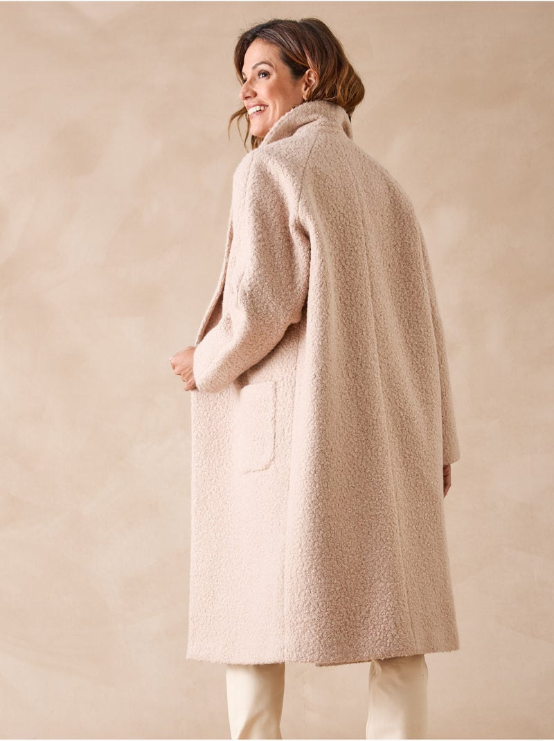 Manteau croisé tissu bouclette - DAXON Beige - Kiabi