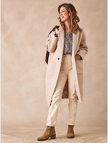 Manteau croisé tissu bouclette