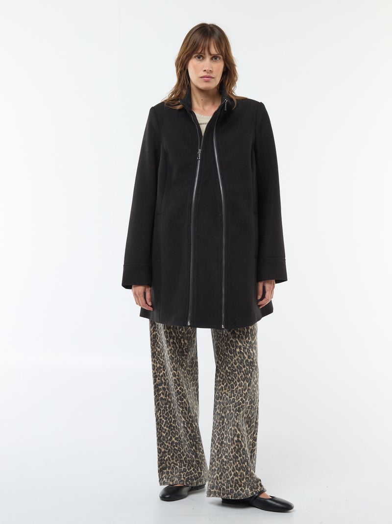 Manteau de maternité en lainage noir - Kiabi