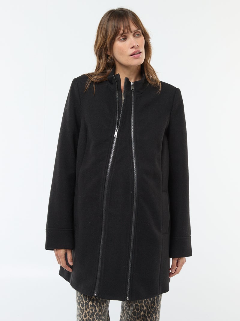 Manteau de maternité en lainage noir - Kiabi