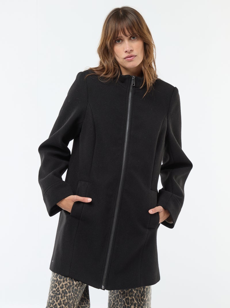 Manteau de maternité en lainage noir - Kiabi