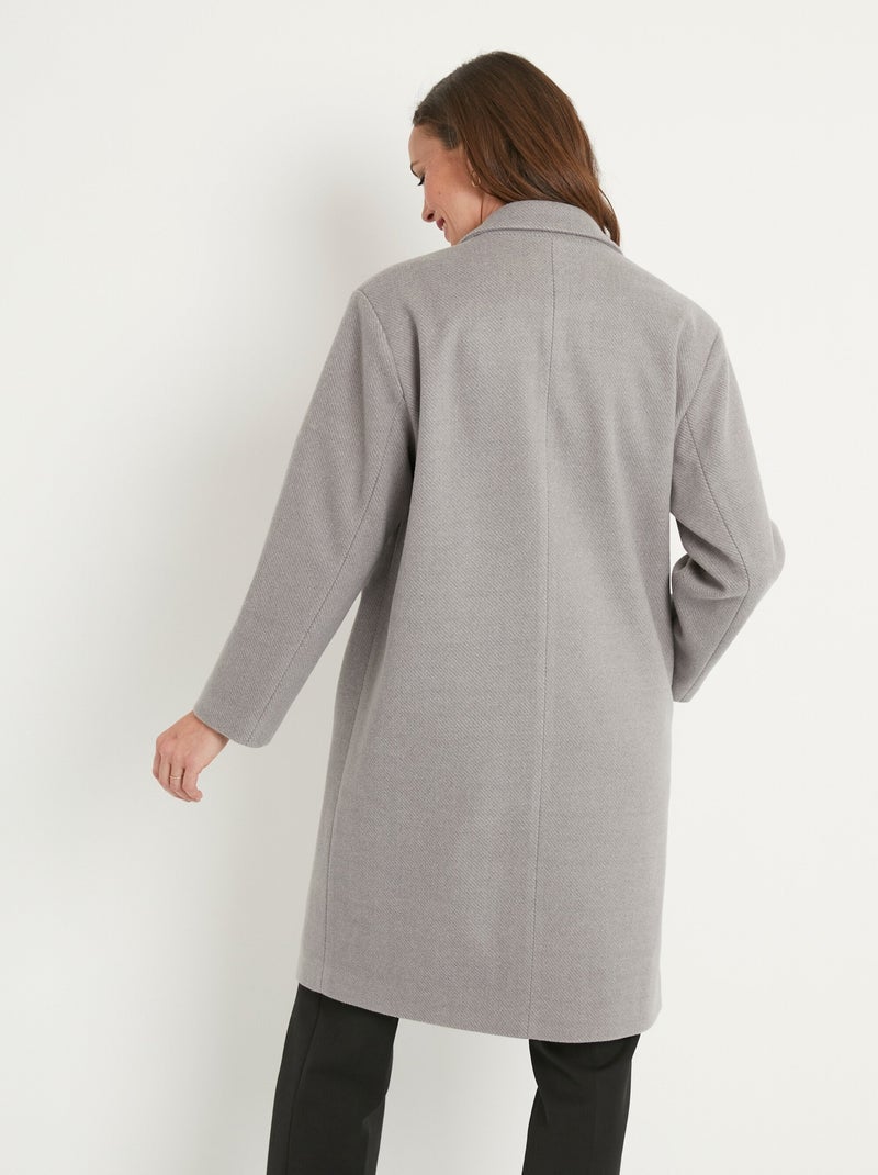 Manteau double boutonnage col tailleur Gris - Kiabi