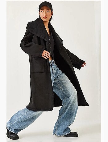 Manteau doublé en daim à double poche lucci