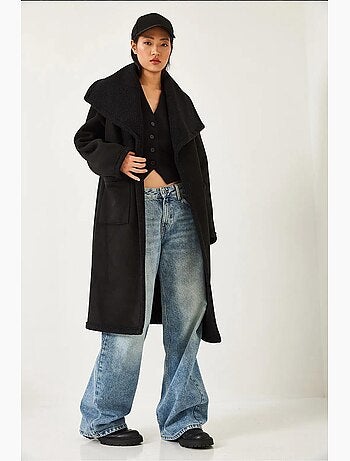 Manteau doublé en daim à double poche lucci