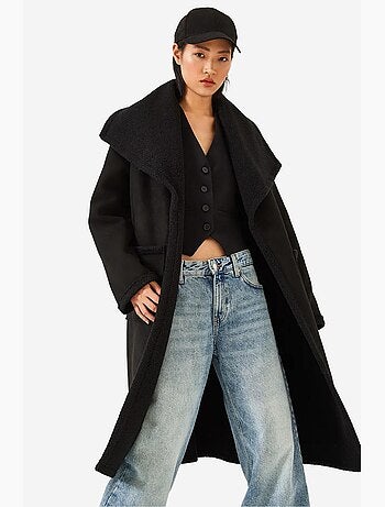 Manteau doublé en daim à double poche lucci