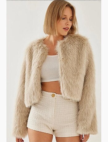 Manteau doublé en fausse fourrure lucci