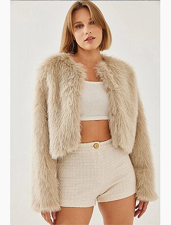 Manteau doublé en fausse fourrure lucci