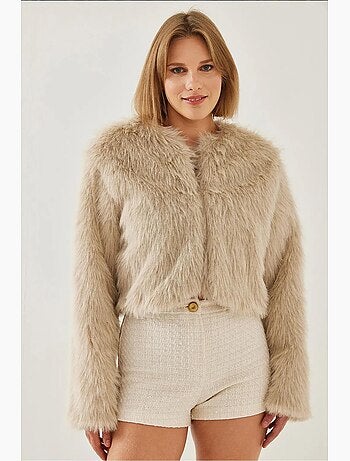 Manteau doublé en fausse fourrure lucci