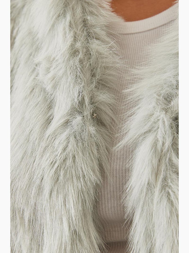Manteau doublé en fausse fourrure lucci Gris clair - Kiabi