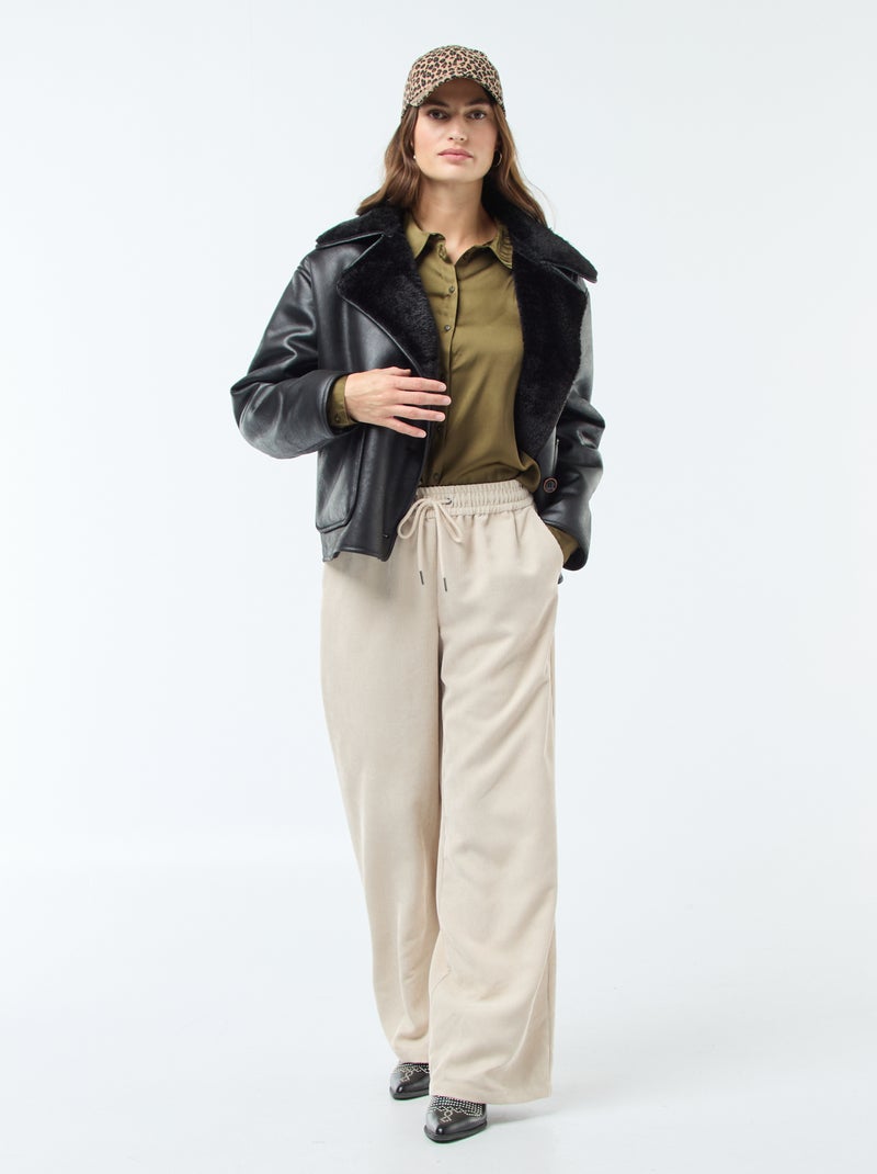 Manteau doublé style aviateur Noir - Kiabi